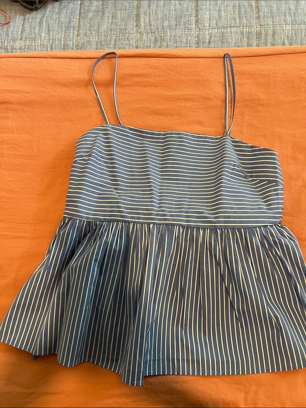 Express Navy and White Striped Peplum Cami